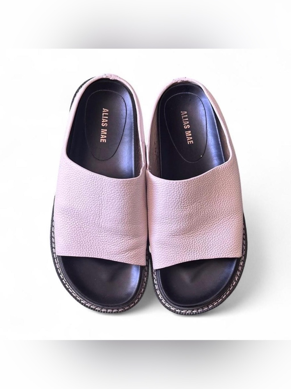 Alias Mae Blush White Leather Slide Mules